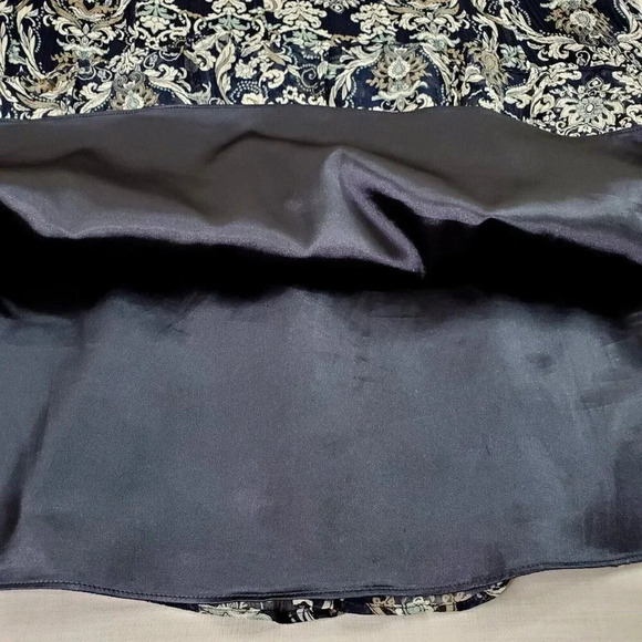 Pendleton Skirt Women 18 Blue Floral Lined A-Line Flowy Crinkle Silk Overlay - Picture 5 of 16